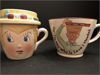 Lot of two vintage adorable coffee cups