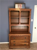 Sturdy chest of drawers with attached bookcase
