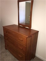 Solid Wood Chest Of Drawers With Mirror.