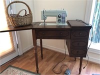Lot Sears Kenmore Sewing Machine With Contents