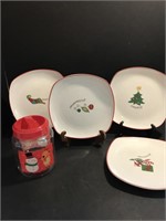 Lot of Christmas plates and canister