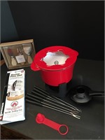 Fondue set and accessories.