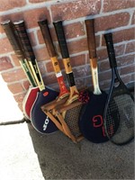 Six Used Tennis Rackets
