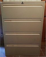 Large Gray Four Drawer Filing Cabinet