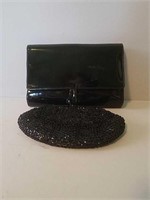 Sequin and patent leather handbags