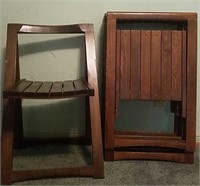Vintage Dark Toned Wood Folding Chairs