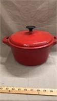 10” cast iron enamel Red pan with lid