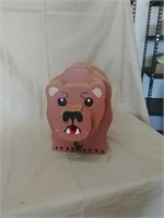 10x11in painted wooden bear it's a piggy bank