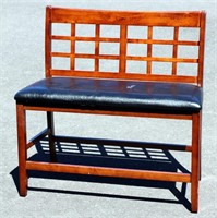 Tall Wood w Padded Seat Bench