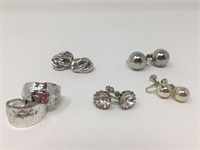 Lot of Costume Silver-Tone Clip-On Earrings