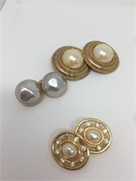 Gold Tone and Pearl Clip-On Earring Lot
