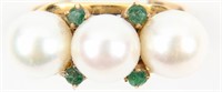 Jewelry 14kt Yellow Gold Pearl & Emerald Ring