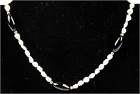 Jewelry 14kt Yellow Gold Onyx & Pearl Necklace