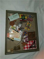 Boy Scout memorabilia in shadow box