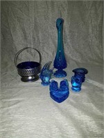 Collection of beautiful blue glassware