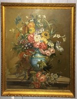 Oil On Canvas Flower Still Life Signed R. Kasmin