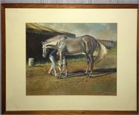 G. Carson Pastel Of Horse, Washing Down