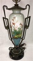 Victorian French Metal & Porcelain Lamp