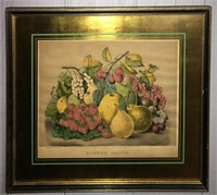 Currier & Ives Colored Print, Summer Fruits
