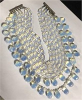 Opaline Glass Bead Multi Strand Necklace, Sterling