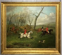 George Henry Laporte Oil On Canvas Of Fox Hunt