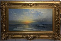 Karl Eugene Felix Oil On Canvas Of Ocean Sunset