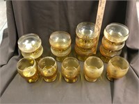 15 Amber Glass Cups