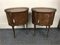 Pair of French inlaid side tables