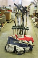 Hockey Stick Stand w/ Sticks, Sports Bag