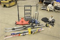 (2) Pair of Skis w/ Ski Boots & Golf Bag Stand