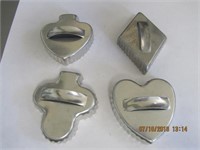 4 Vtg. Playing Cards Shaped Cookie Cutters