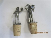 2 Metal & Cork Bottle Stoppers-3.75 in. Tall