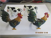 2 Chicken & 2 Cow Metal Napkin Holders