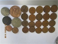 26 Canadian Coins-Pennies 1940's, 1918 One
