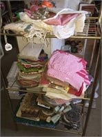 Small Bakers Rack with Aprons, Pot Holders,
