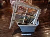 Tote of Antique Wooden Window Pieces