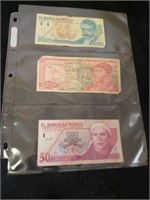 Collectible foreign Mexican paper bills