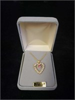 October Rose Zircon heart-shaped pendant necklace