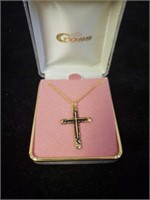 New 14 karat gold filled cross pendant necklace