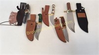 5 Hunting Knives with Scabbard