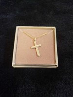Gold tone cross pendant necklace
