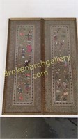 2 Framed Asian Silk Embroidery Panels