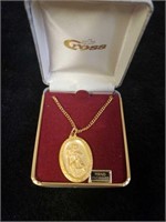 Hand engraved gold tone st. Christopher pendant