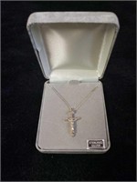 Sterling silver Jesus on cross pendant necklace