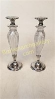 Pair of Sterling and Etched Glass Perfumes
