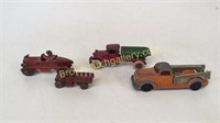 4 Cast Iron Toy Trucks/Car