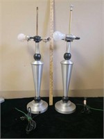 Two brushed nickel finish decorative lamps. Both