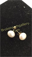 Pair 14k Cultured White Pearl Stud Earrings