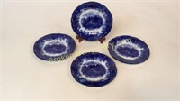 6 Flow Blue Plates, English Country Scenes