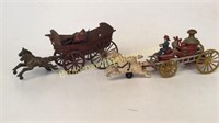 Cast Iron Toy Fire Wagon, and wagon